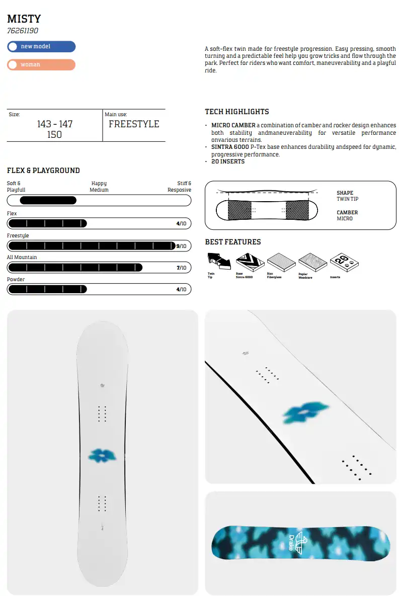 بررسی تصویری اسنوبرد زنانه Drake Misty مناسب فری‌استایل