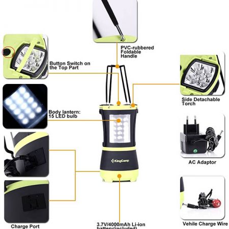 فانوس سفری شارژی کینگ کمپ مدل KA4921A