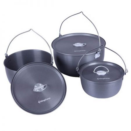 KingCamp Hard-Anodized Aluminum Camping Cookware Set 3PCS Pots