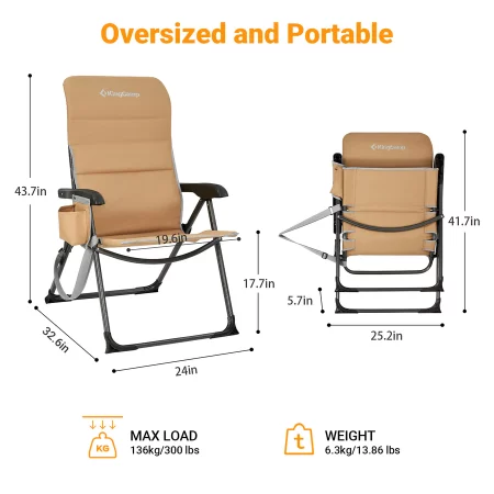 KingCamp Ergonomics Adjustable High Back Camping Chairs