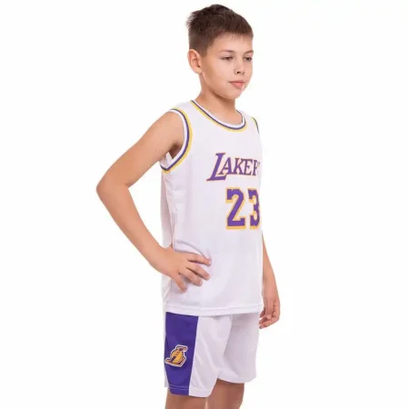 پیراهن و شورت بسکتبالی بچه گانه لس آنجلس لیکرز سفید
