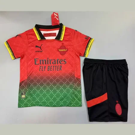 کیت بچه‌گانه آث میلان آف وایت 2023 ست پیراهن و شورت با لوگوی دوختی و تایلندی