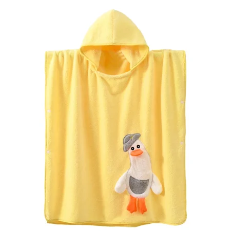 حوله پانچویی بچگانه کلاه‌دار زرد طرح cloak cloak