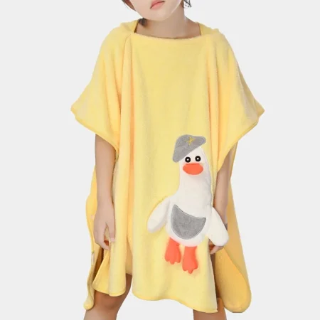 حوله پانچویی بچگانه کلاه‌دار زرد طرح cloak cloak