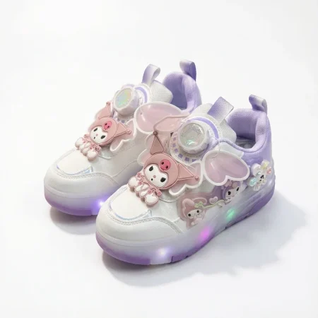 کتونی چرخ دار بنفش سفید با طرح کرومی