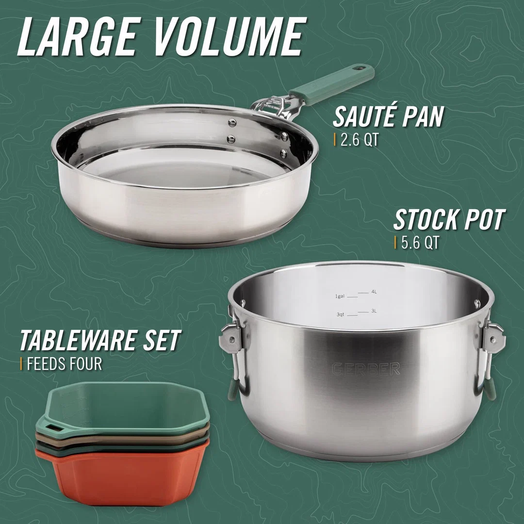 ست ظروف پختوپز ۱۶ پارچه کمپینگ گربر مدل Gerber ComplEAT Cook Set