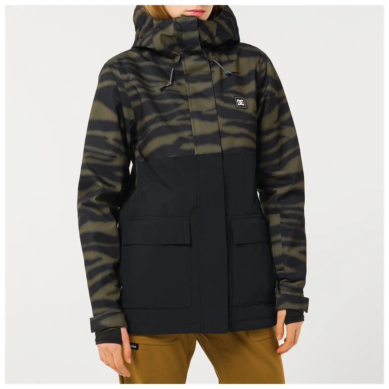 کاپشن اسنوبرد زنانه دیسی (DC) مدل Cruiser رنگ Zebra Olive Night (زبرا زیتونی و مشکی)